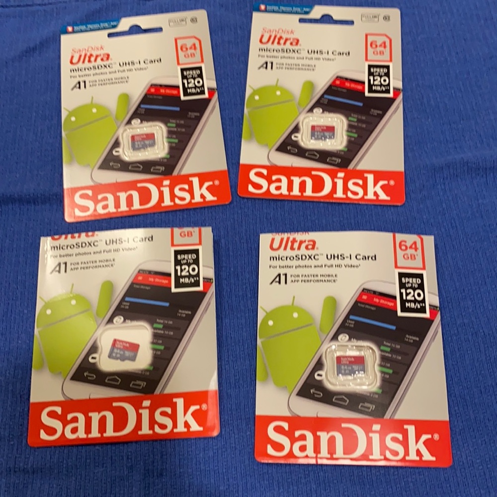 64GB SanDisk microSD cards.  4 cards.